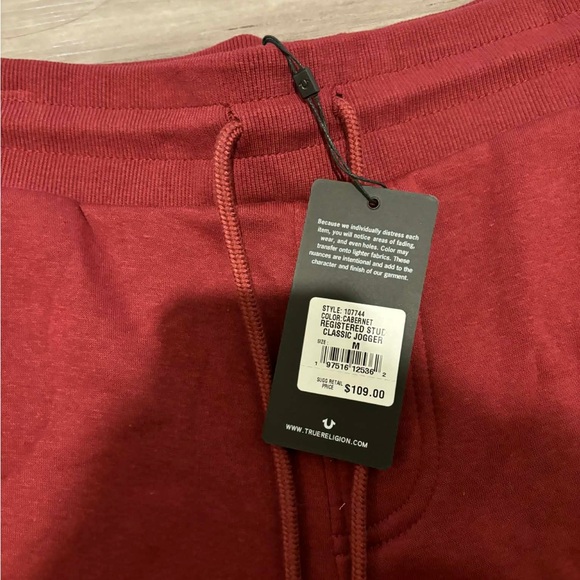 True Religion Maroon Joggers with Logo - Picture 3 of 5